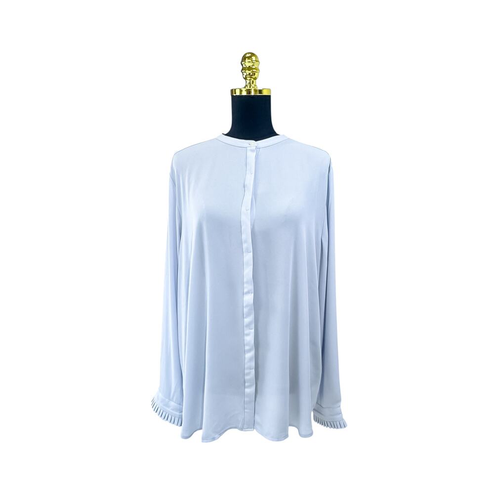 LOFT Soft Blue Pearl Accent Professional Blouse Women’s XL